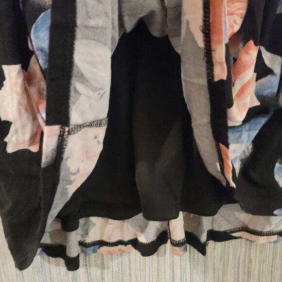 NWOT Bongo V Neck Bell Long Sleeve Back Tie Floral Mini Black Dress Size Small - Picture 6 of 12